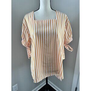 Harshman Los Angeles Orange & White Striped Blouse Size Medium